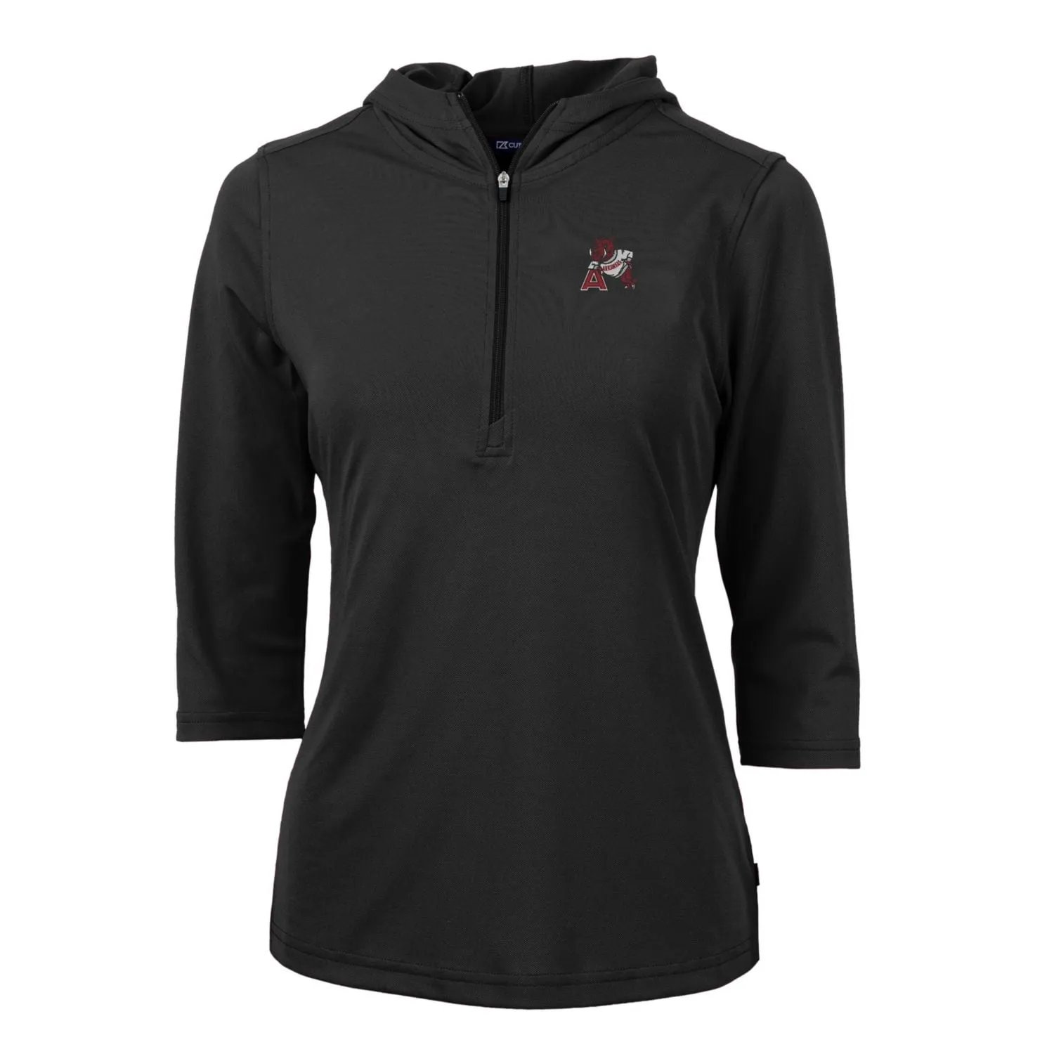 Women's Cutter & Buck Black Arkansas Razorbacks Vault Virtue Eco Pique Recycled Half-Zip Pullover Hoodie