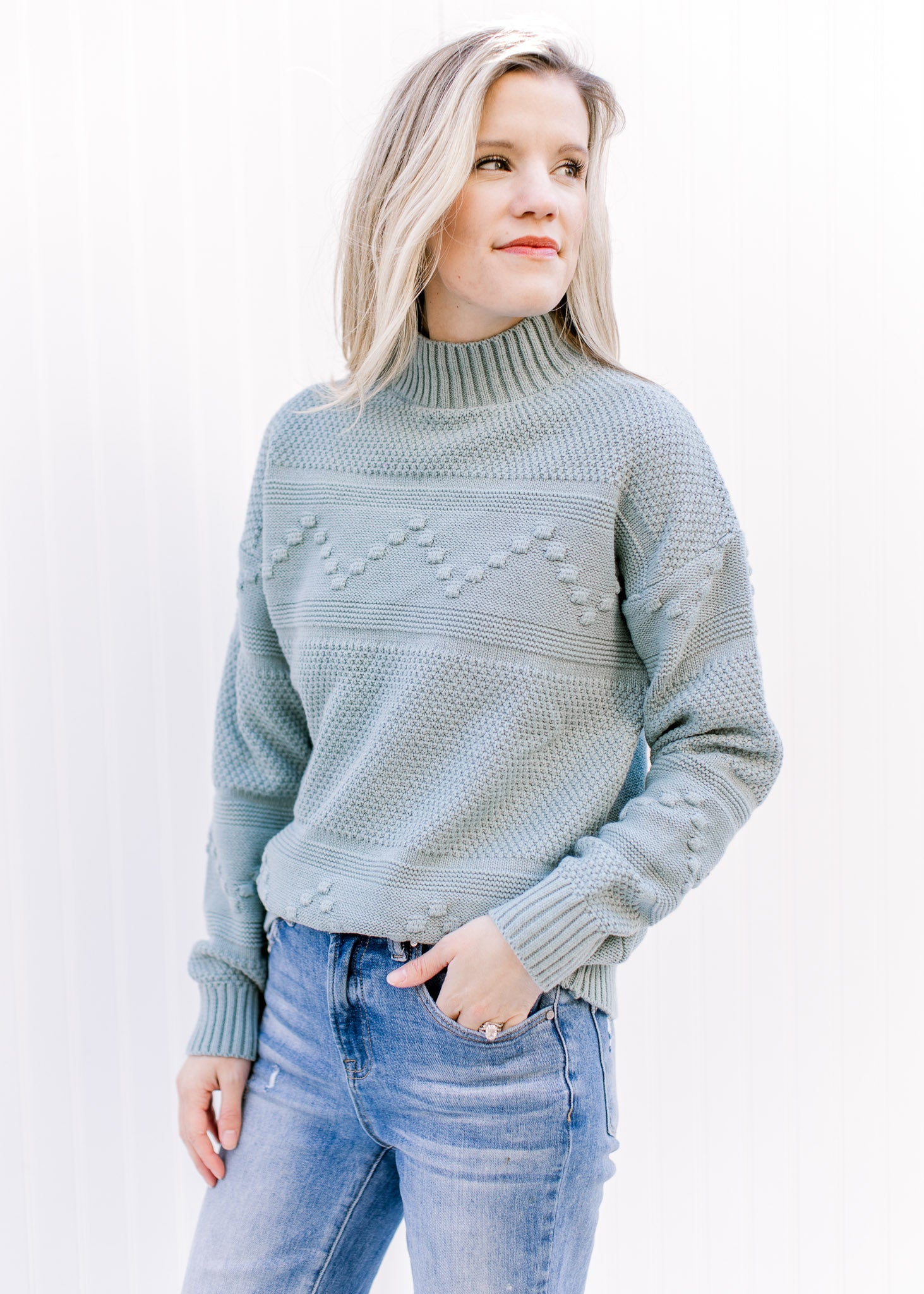 X Blue Haze Pom Pom Sweater